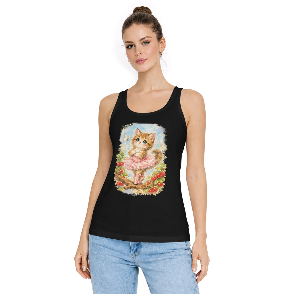 Inspira Paws Vintage Cat Dancing Ballet Sleeveless Tank Top