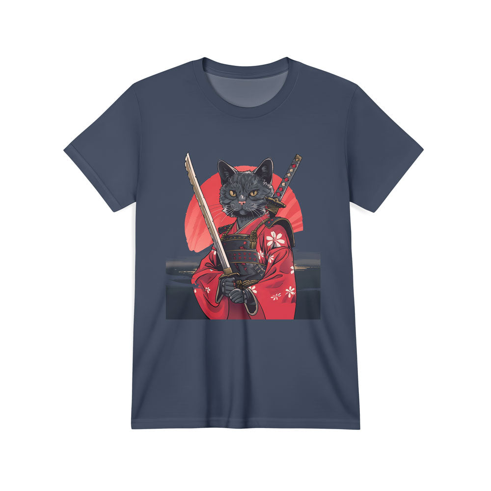 Inspira Paws Samurai Cat Red Kimono Graphic T-Shirt