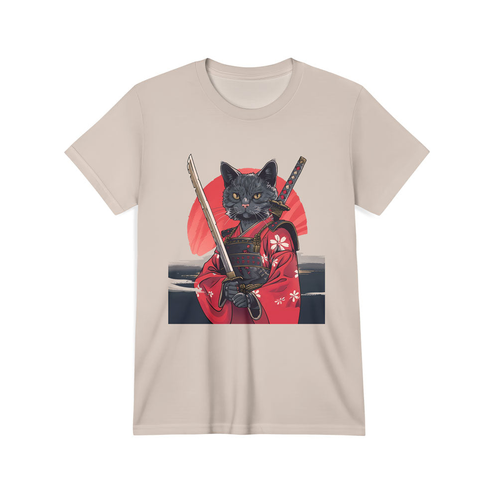 Inspira Paws Samurai Cat Red Kimono Graphic T-Shirt