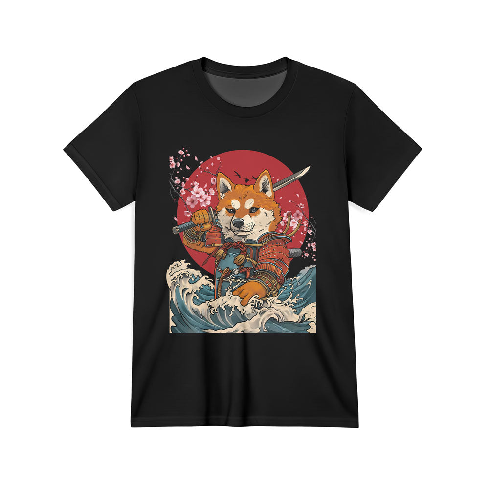 Inspira Paws Shiba Samurai Red Sun Graphic T-Shirt