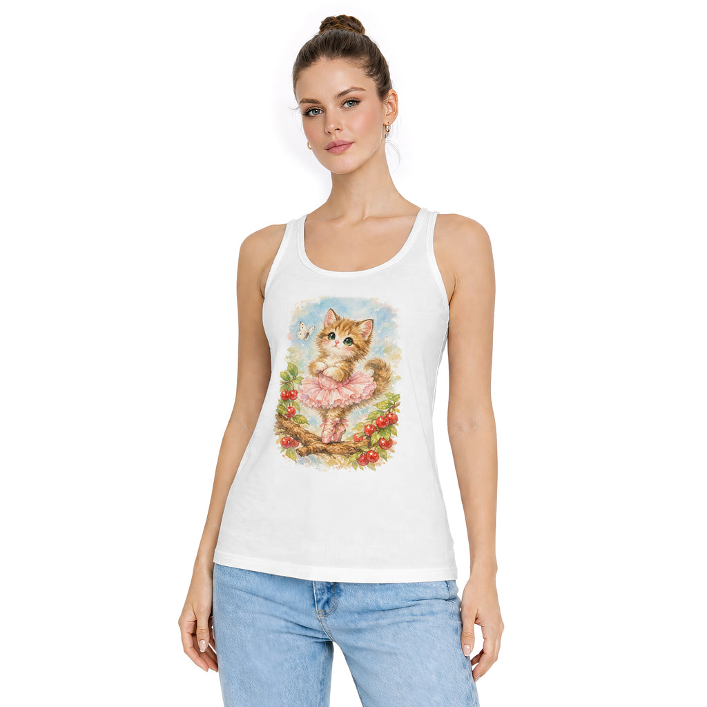 Inspira Paws Vintage Cat Dancing Ballet Sleeveless Tank Top