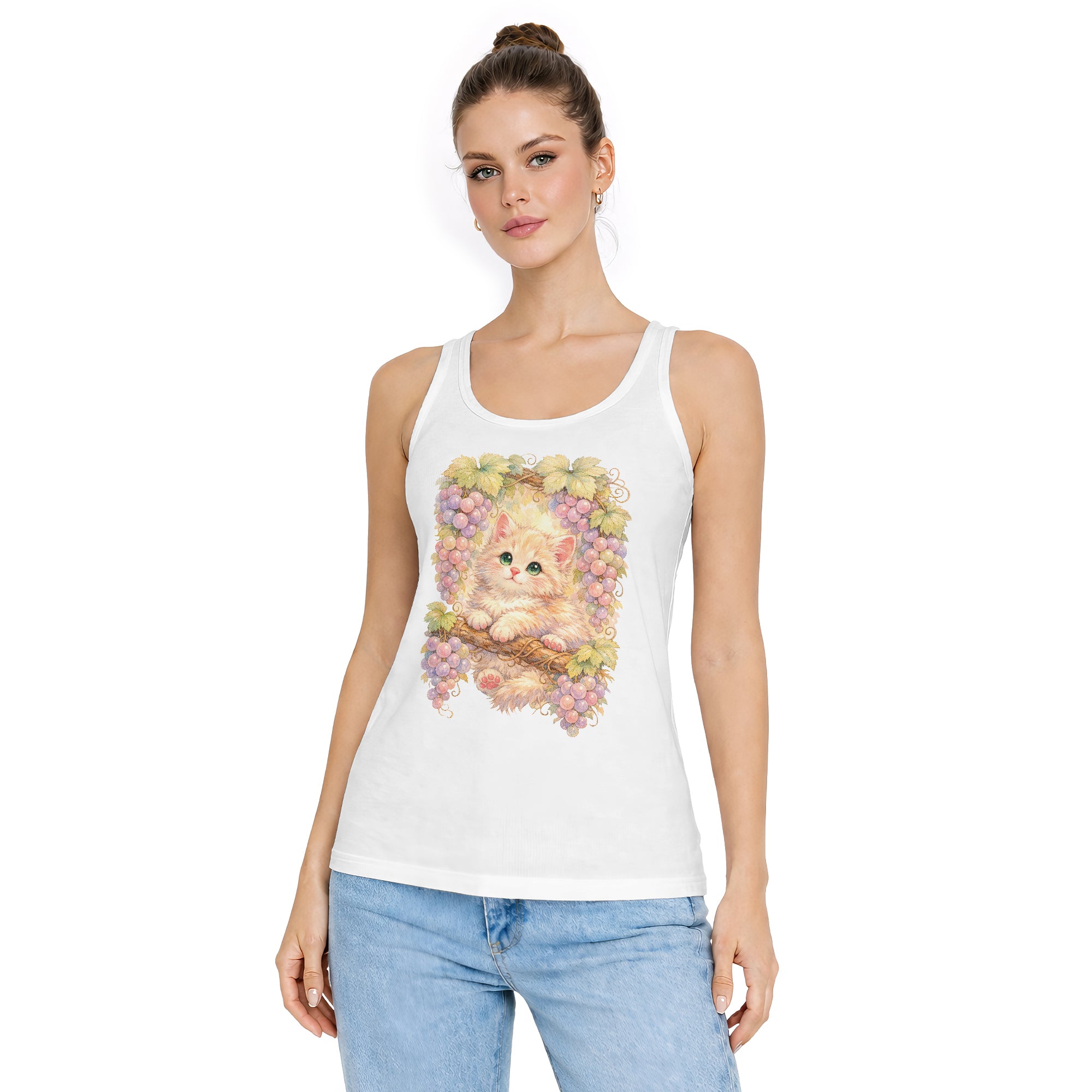 Inspira Paws Grape Cat Sleeveless Tank Top