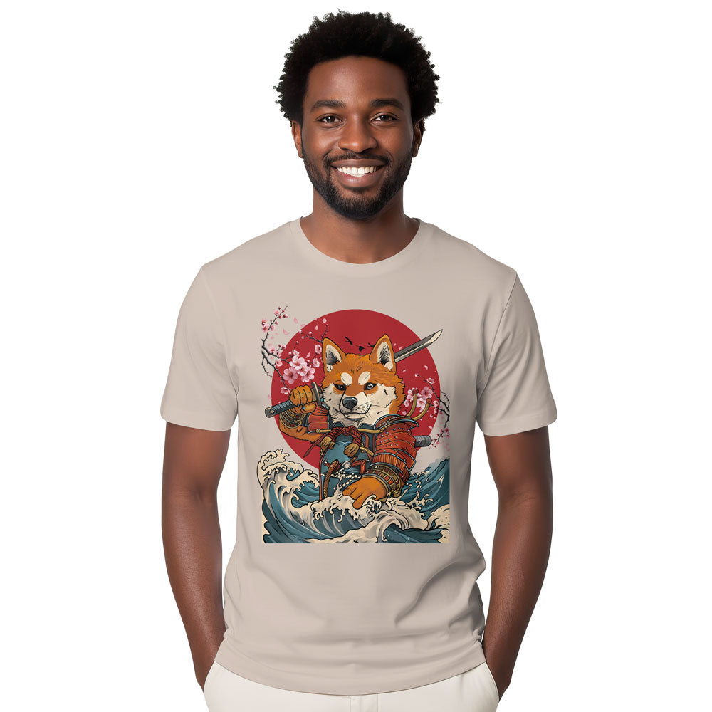 Inspira Paws Shiba Samurai Red Sun Graphic T-Shirt