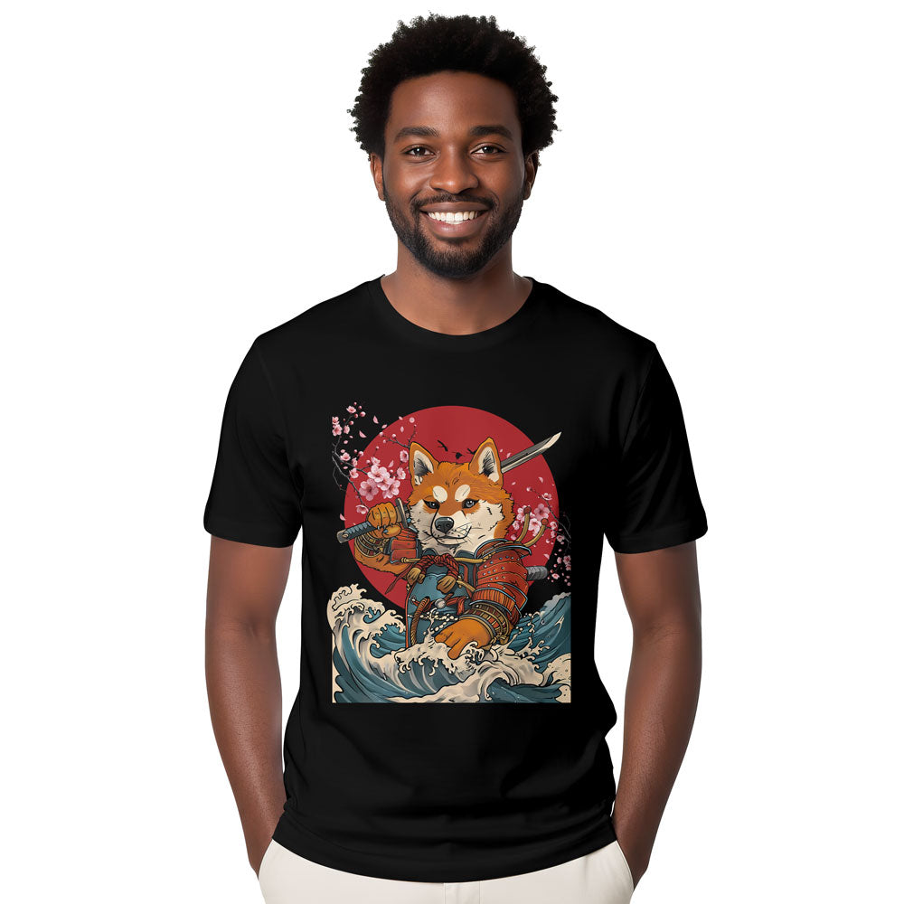 Inspira Paws Shiba Samurai Red Sun Graphic T-Shirt