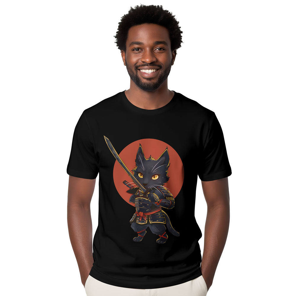 Inspira Paws Samurai Cat Warrior Graphic T-Shirt
