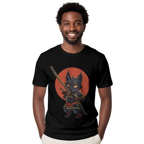 Inspira Paws Samurai Cat Warrior Graphic T-Shirt