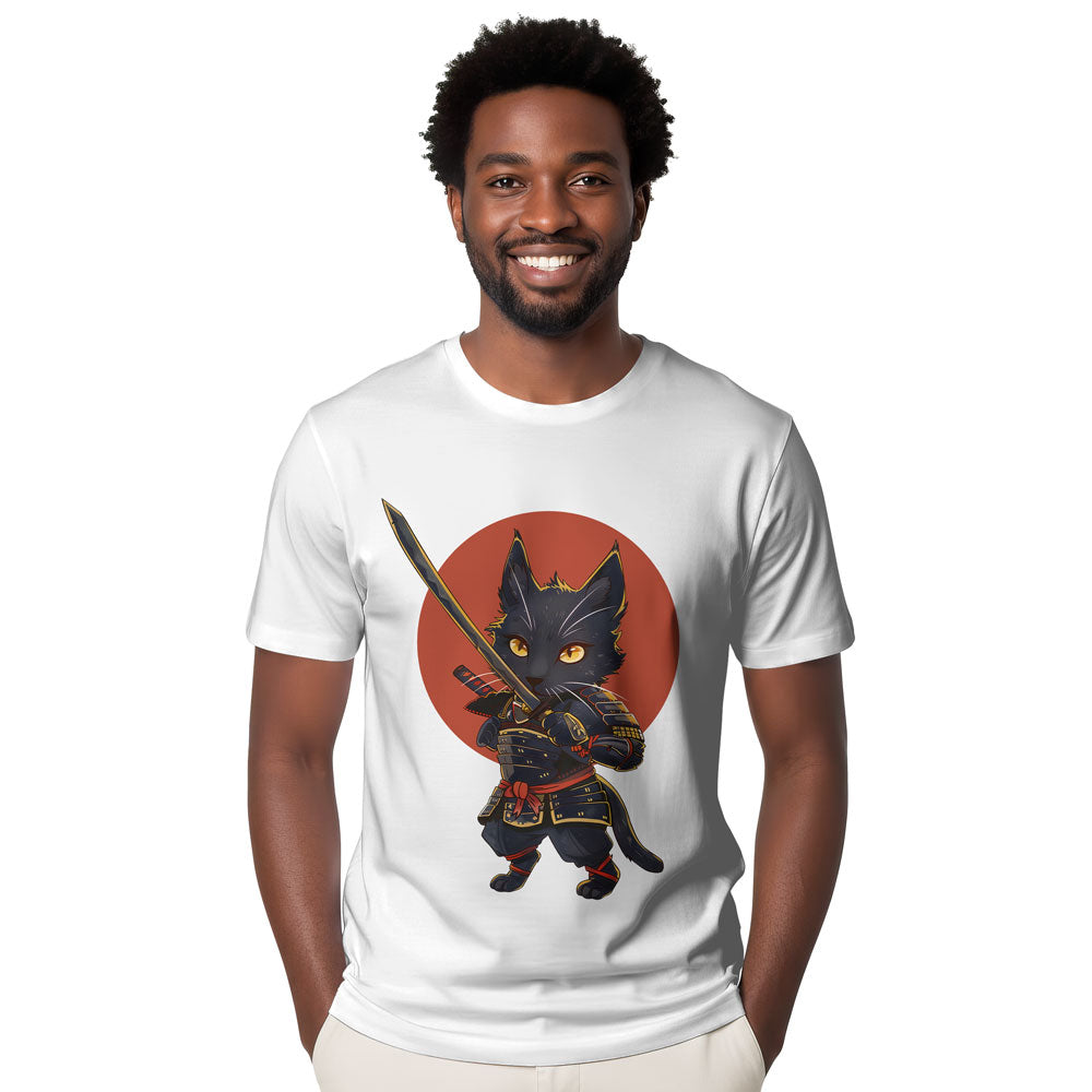 Inspira Paws Samurai Cat Warrior Graphic T-Shirt
