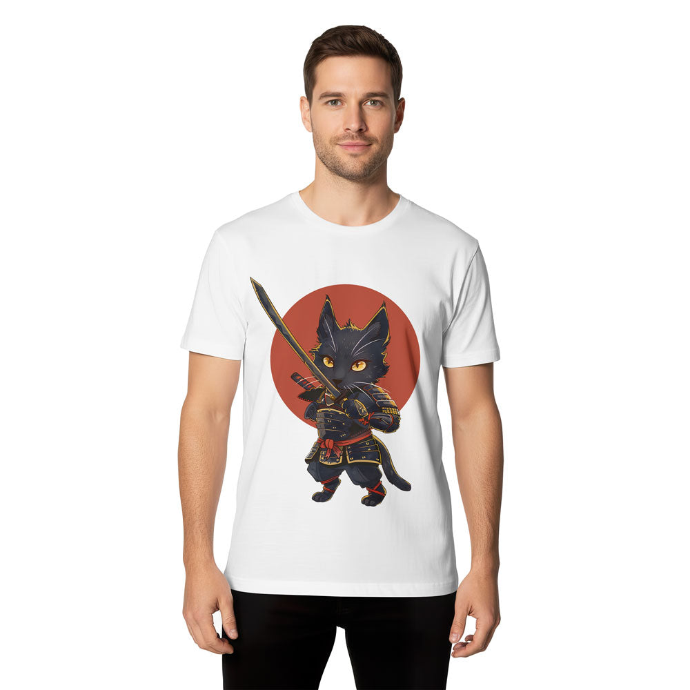Inspira Paws Samurai Cat Warrior Graphic T-Shirt