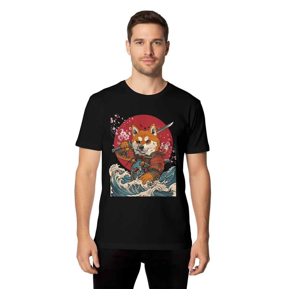 Inspira Paws Shiba Samurai Red Sun Graphic T-Shirt