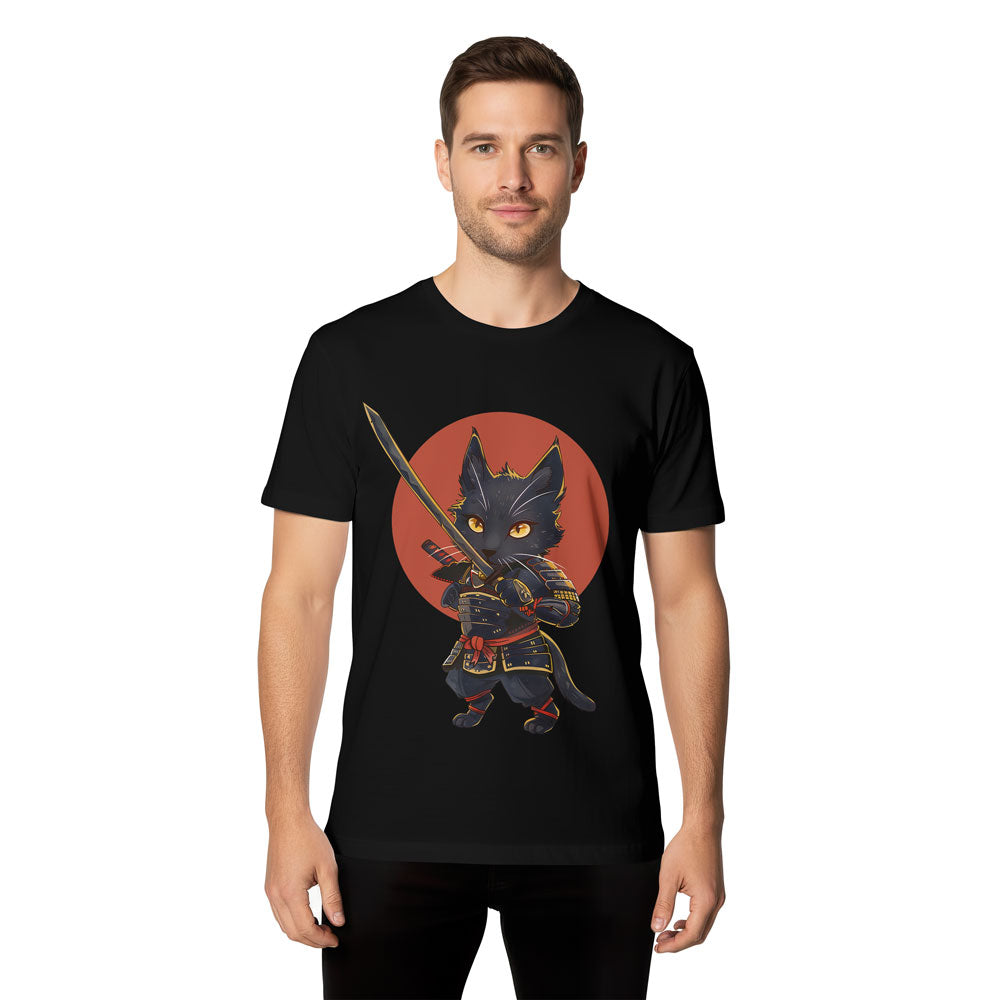 Inspira Paws Samurai Cat Warrior Graphic T-Shirt