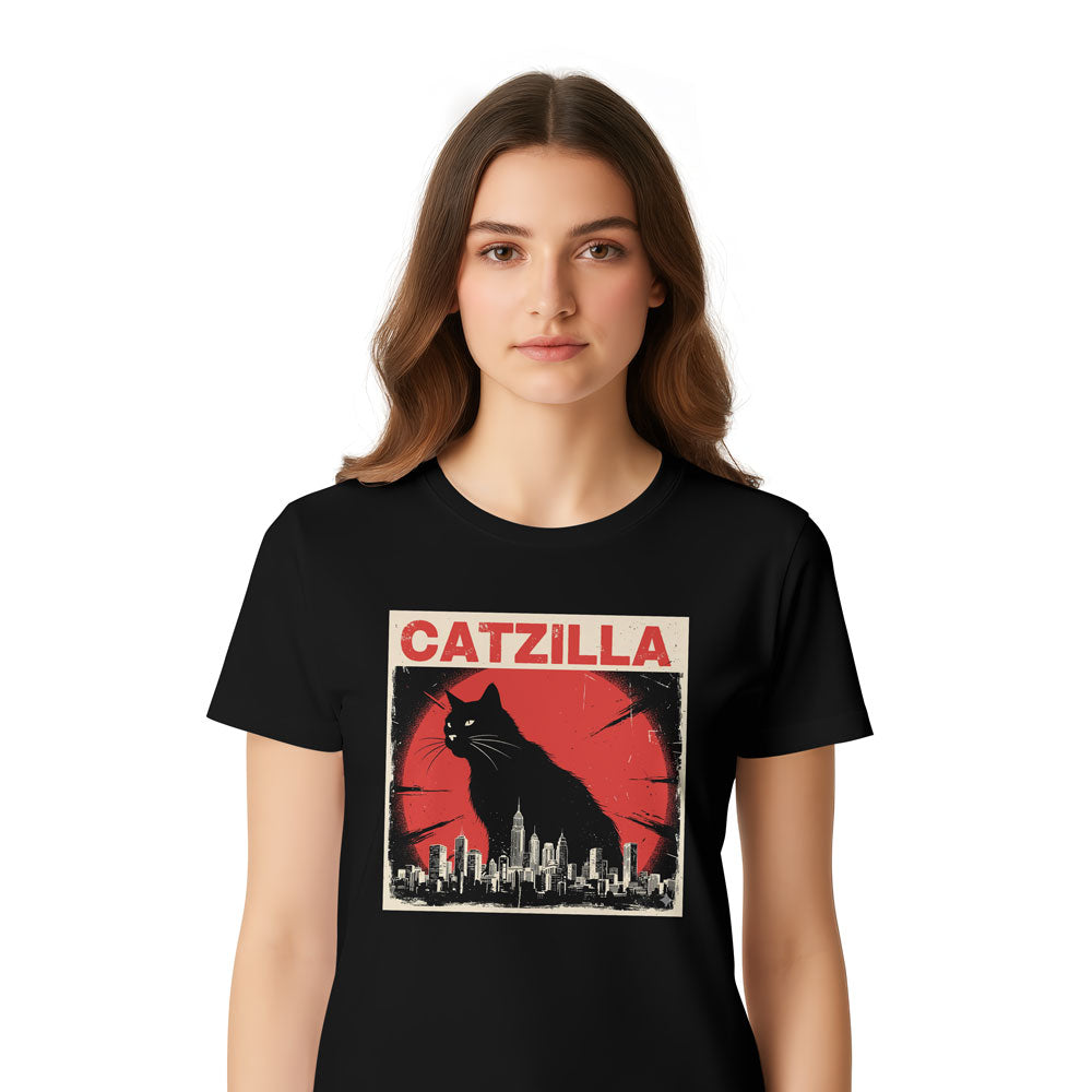 Inspira Paws Catzilla Red Sun Graphic T-Shirt