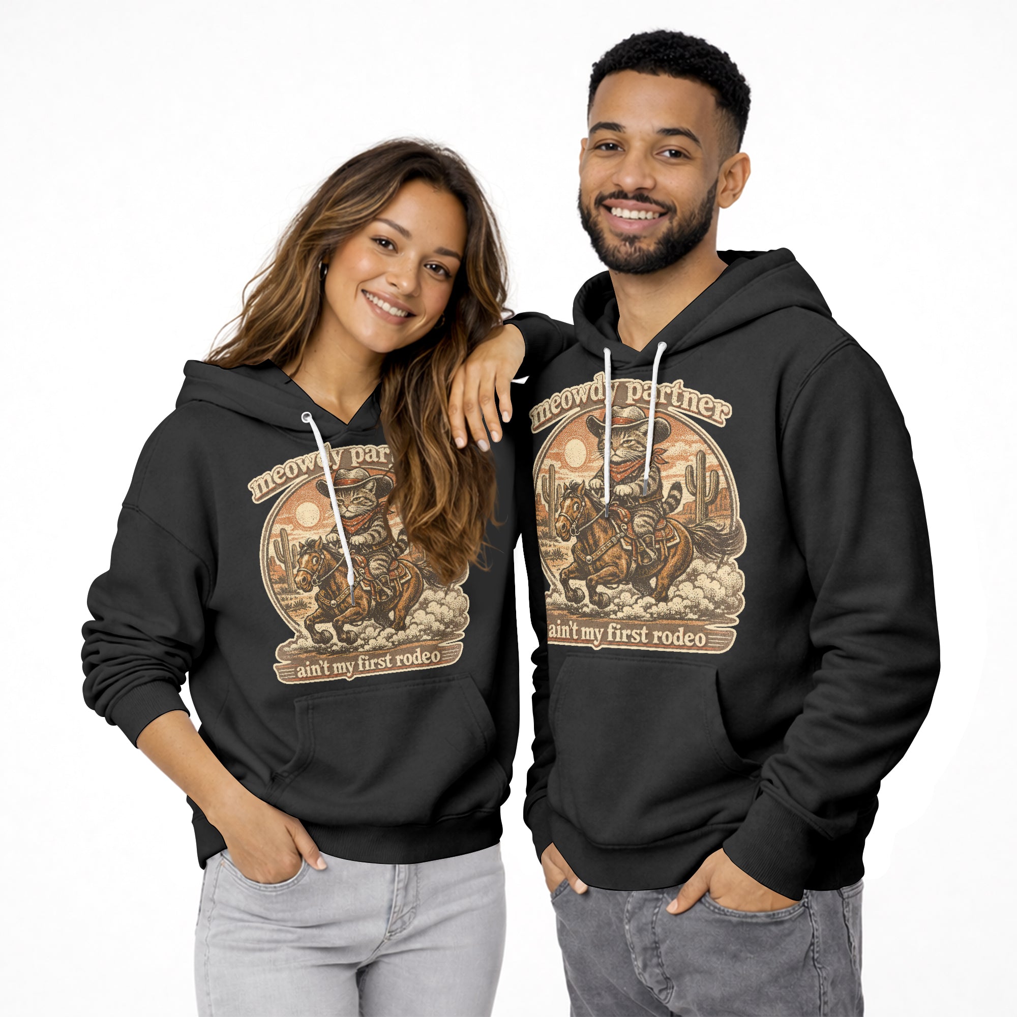 Inspira Paws Cowboy Cat Riding Horse Hoodie