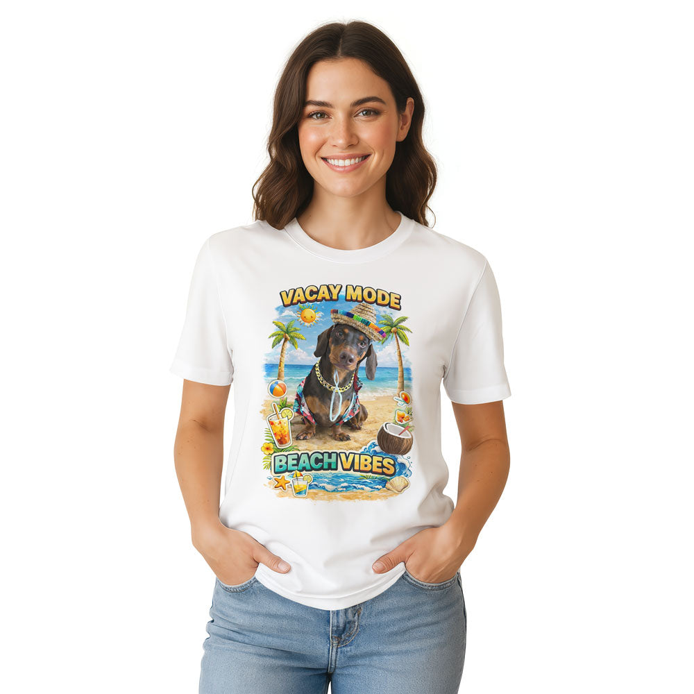 Inspira Paws Beach Dog Graphic T-Shirt