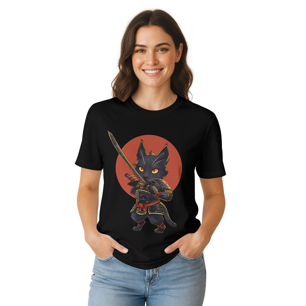 Inspira Paws Samurai Cat Warrior Graphic T-Shirt