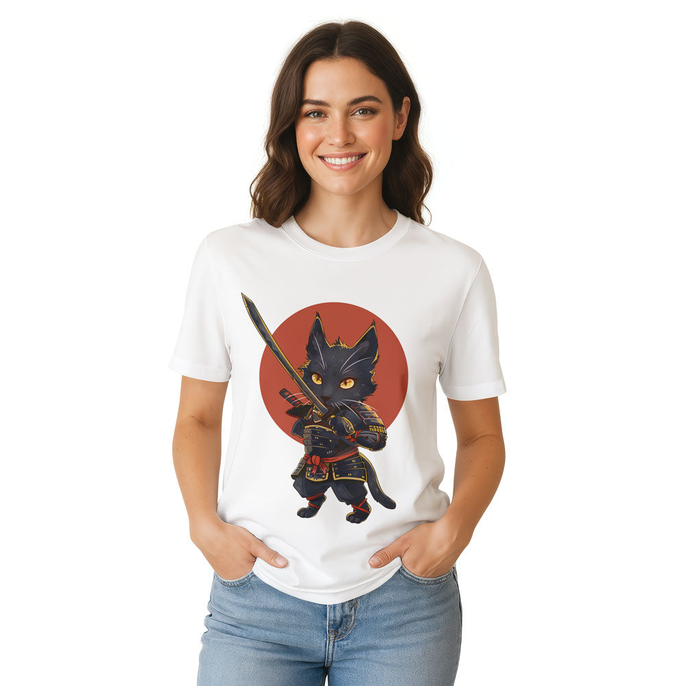 Inspira Paws Samurai Cat Warrior Graphic T-Shirt