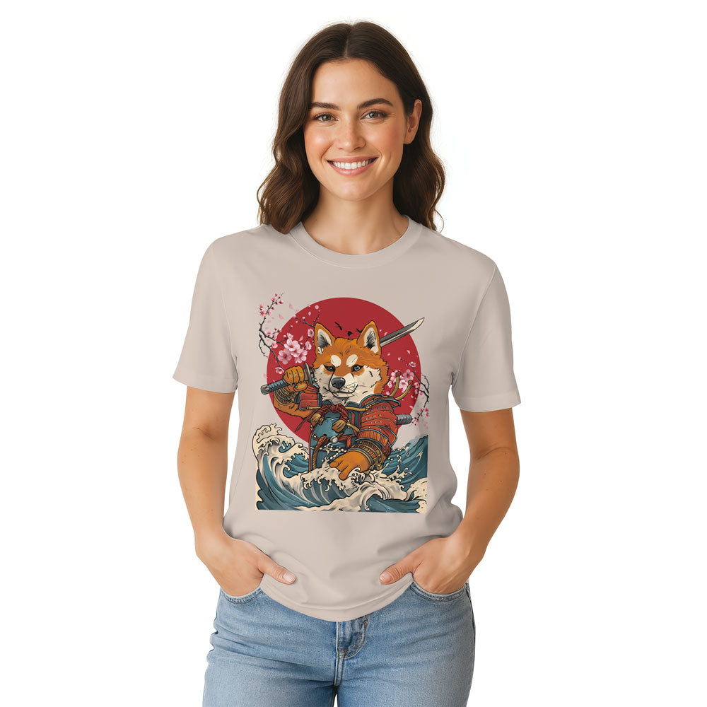 Inspira Paws Shiba Samurai Red Sun Graphic T-Shirt