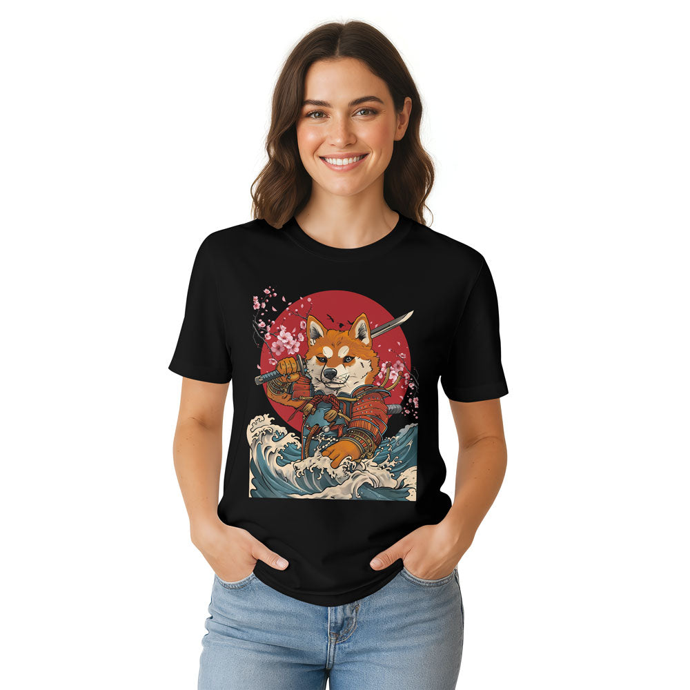 Inspira Paws Shiba Samurai Red Sun Graphic T-Shirt