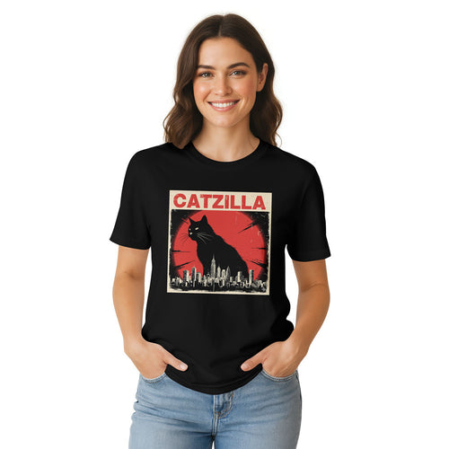 Inspira Paws Catzilla Red Sun Graphic T-Shirt