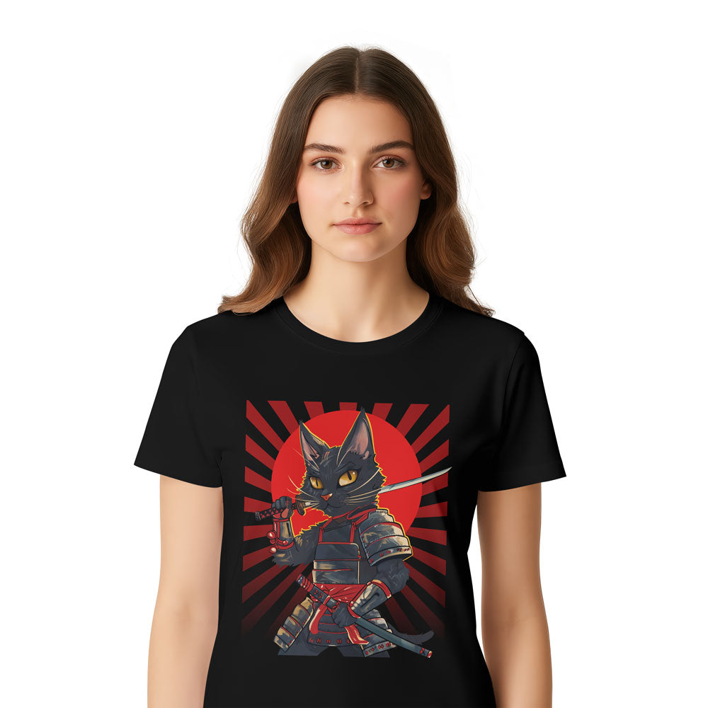 Inspira Paws Samurai Cat Graphic T-Shirt