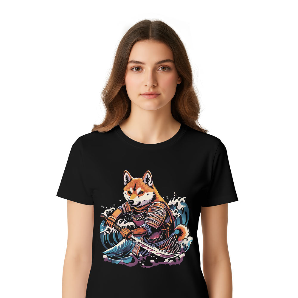 Inspira Paws Shiba Samurai Wave Graphic T-Shirt