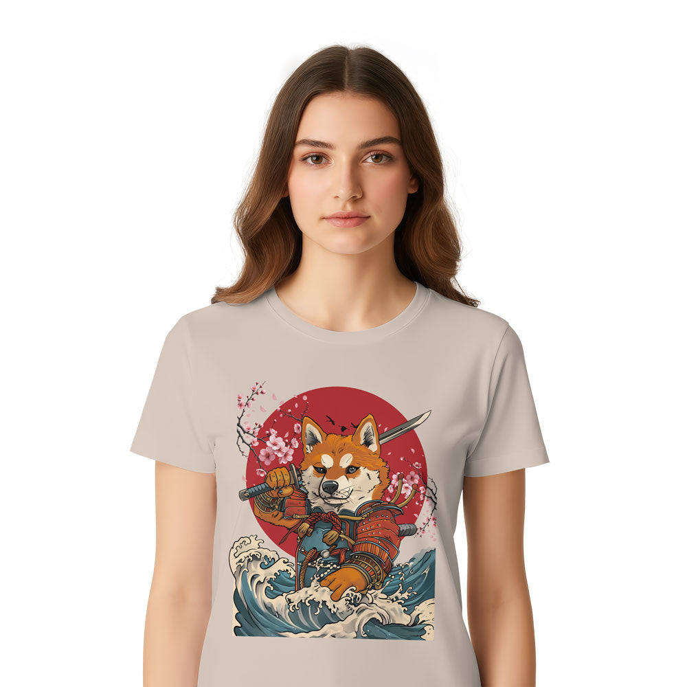 Inspira Paws Shiba Samurai Red Sun Graphic T-Shirt