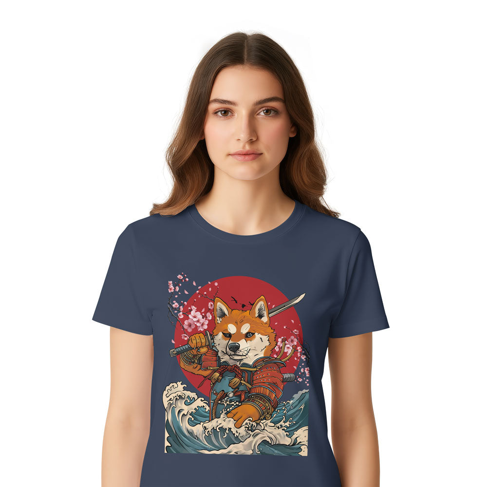 Inspira Paws Shiba Samurai Red Sun Graphic T-Shirt