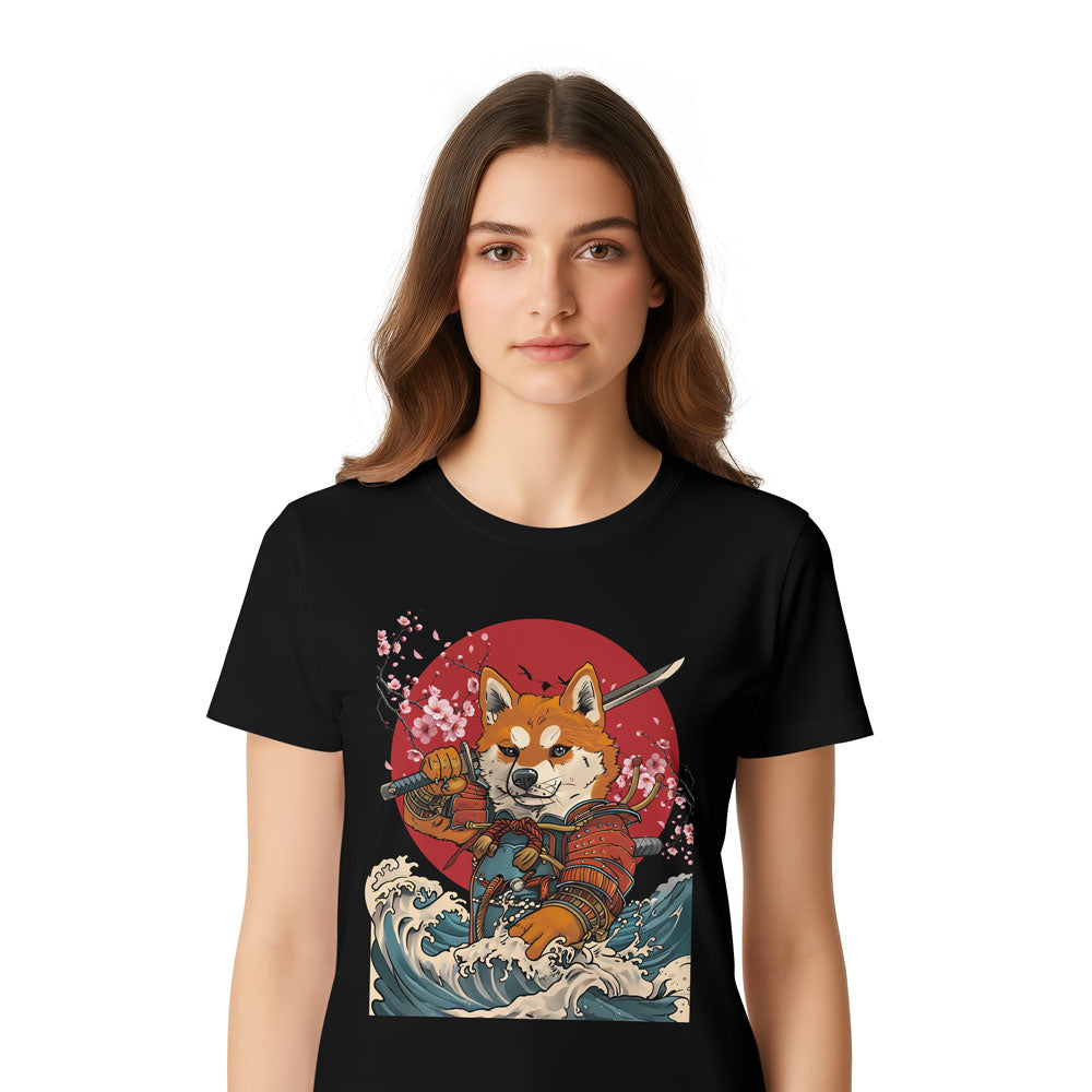 Inspira Paws Shiba Samurai Red Sun Graphic T-Shirt