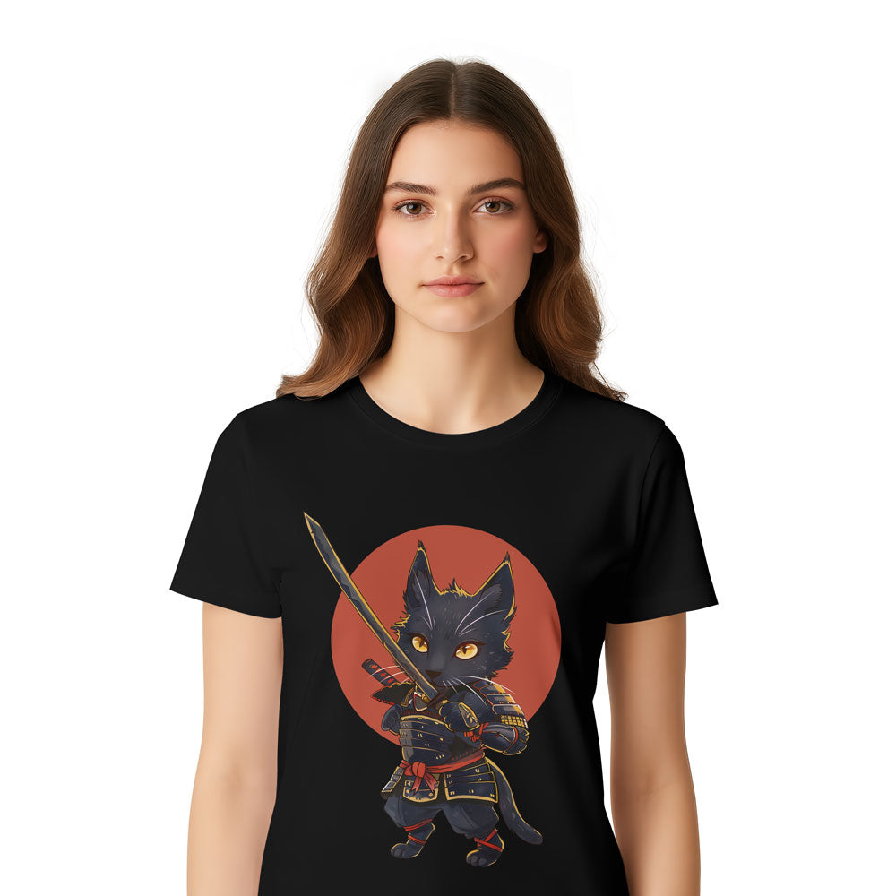 Inspira Paws Samurai Cat Warrior Graphic T-Shirt