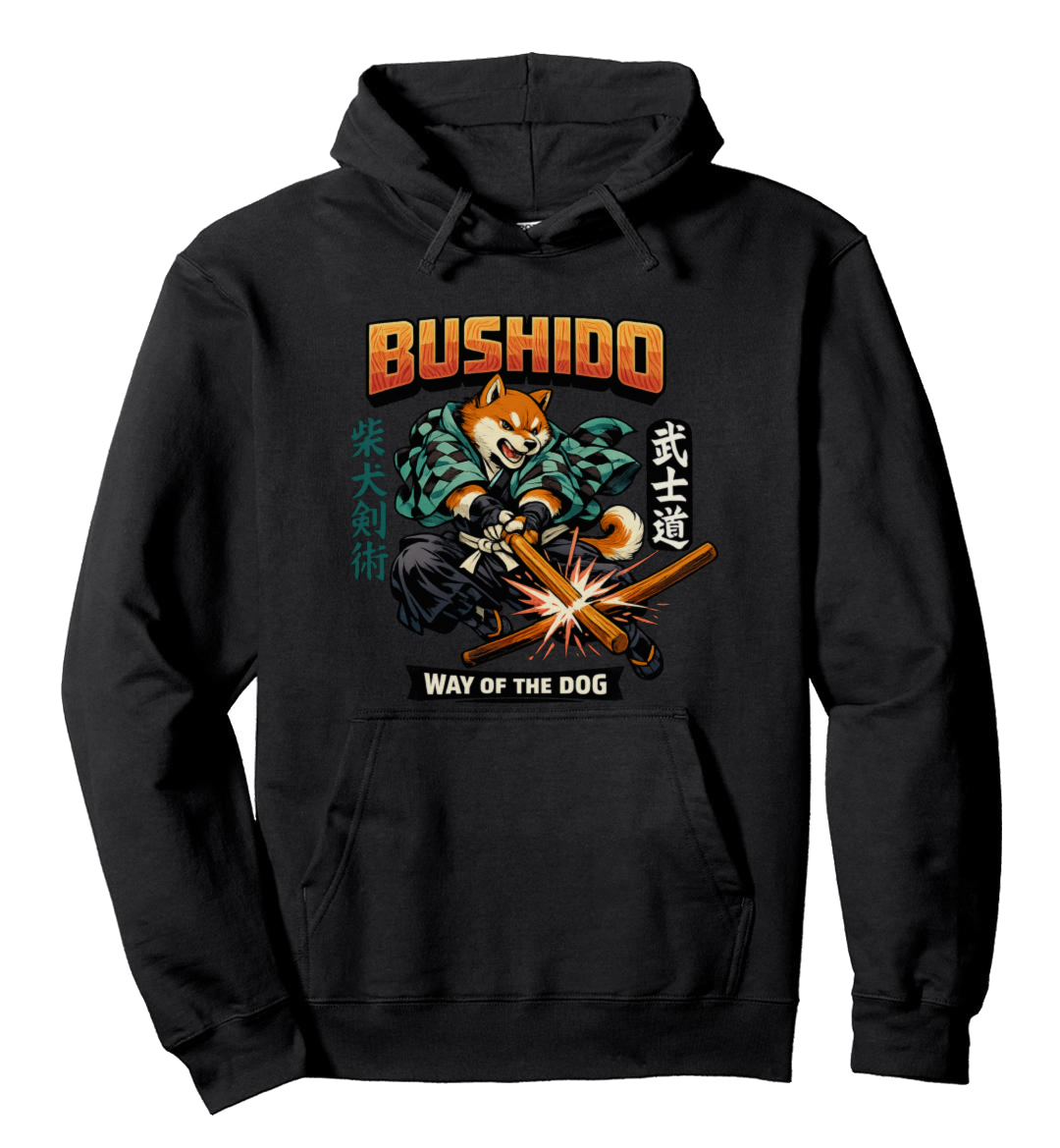 Shiba Samurai Hoodie Gift For Anime And Martial Arts Fans Epic Gifts for Men Women Boy Kids Pull Over Hoodie