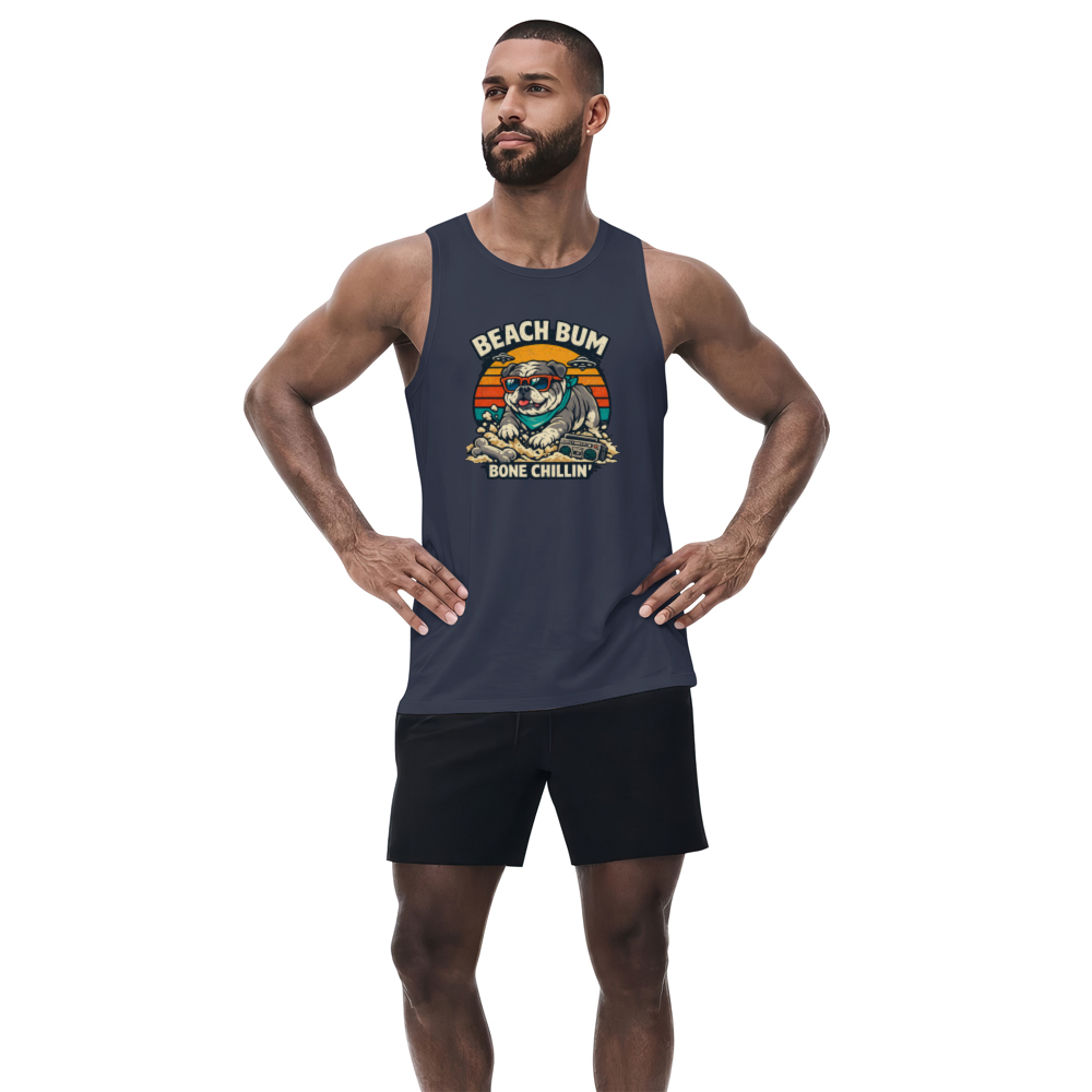 Retro Bulldog Treasure Hunter Tanktop Vintage Beach Bone Chillin Design Chill Gifts for Men Women Boy Kids Tanktop - Unisex
