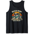 Retro Bulldog Treasure Hunter Tanktop Vintage Beach Bone Chillin Design Chill Gifts for Men Women Boy Kids Tanktop - Unisex