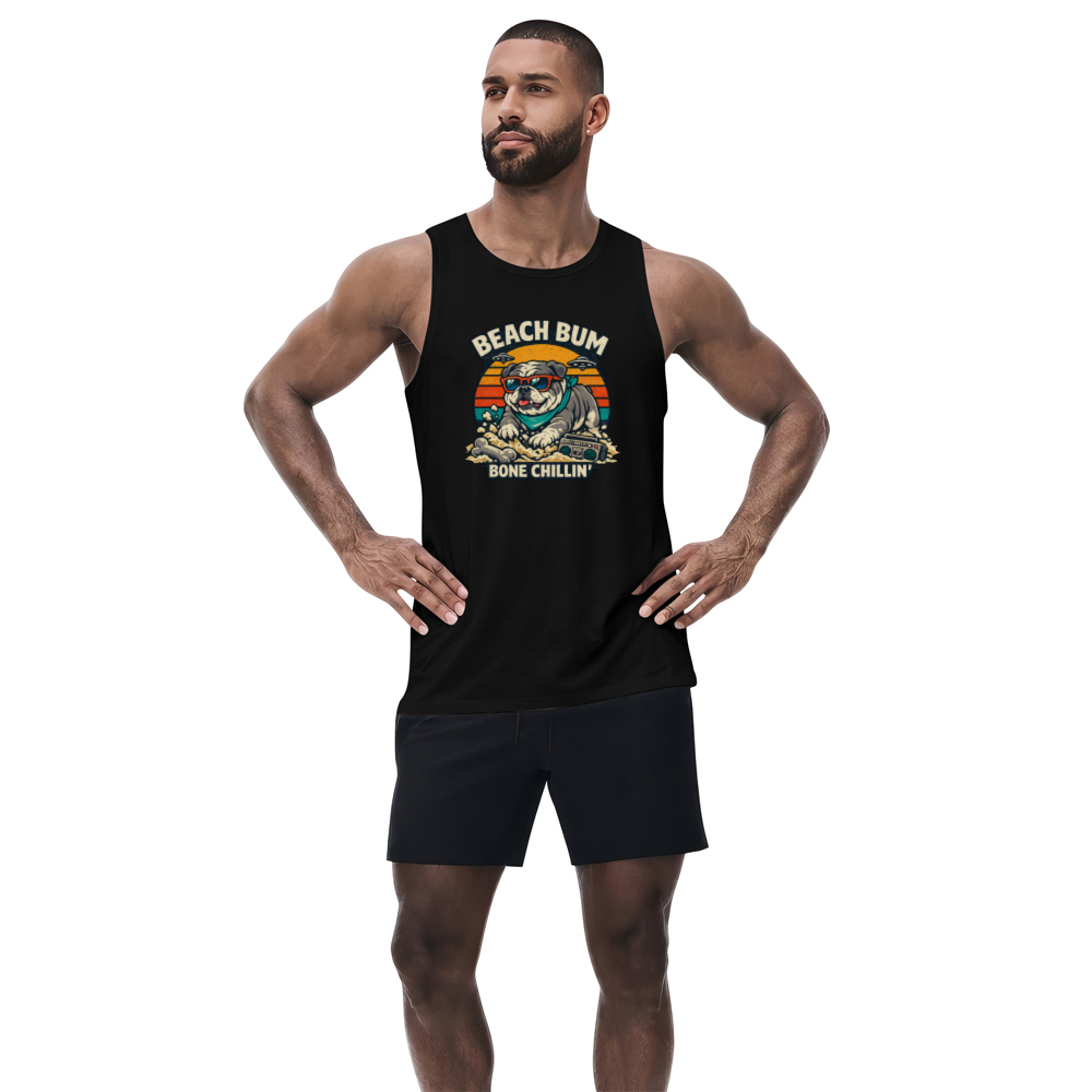 Retro Bulldog Treasure Hunter Tanktop Vintage Beach Bone Chillin Design Chill Gifts for Men Women Boy Kids Tanktop - Unisex