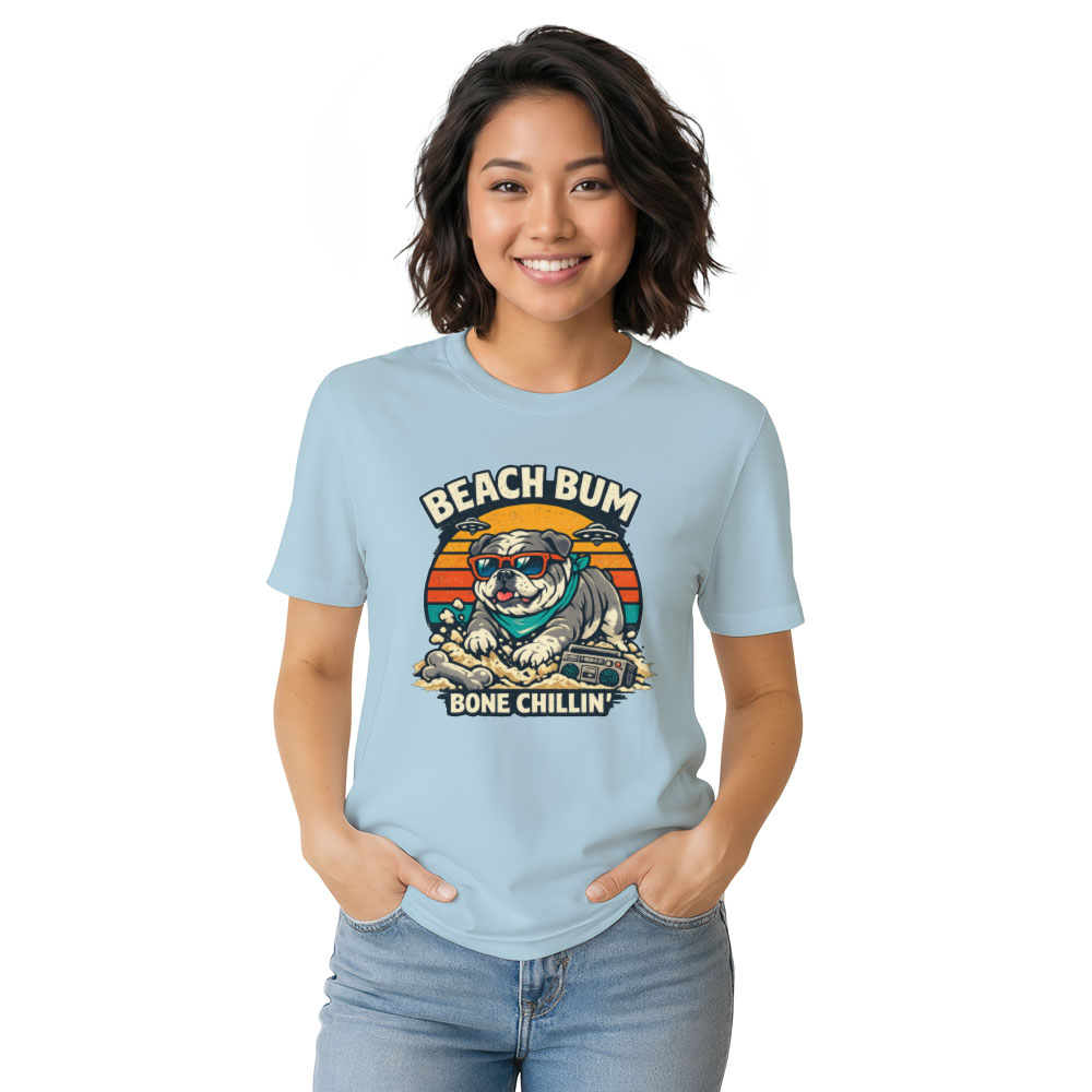 Retro Bulldog T-Shirt Beach Vibes Chill Vintage Gifts for Men Women Boy Kids T-Shirt