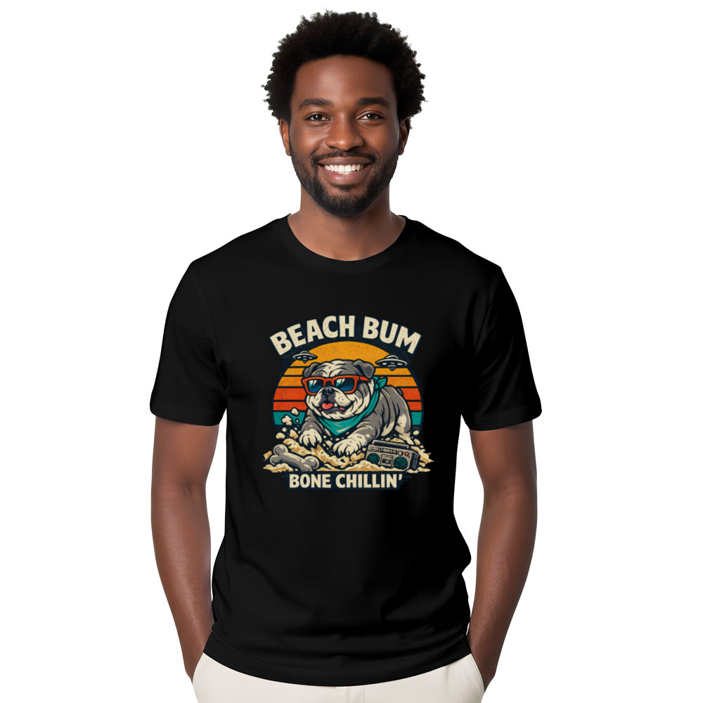 Retro Bulldog T-Shirt Beach Vibes Chill Vintage Gifts for Men Women Boy Kids T-Shirt