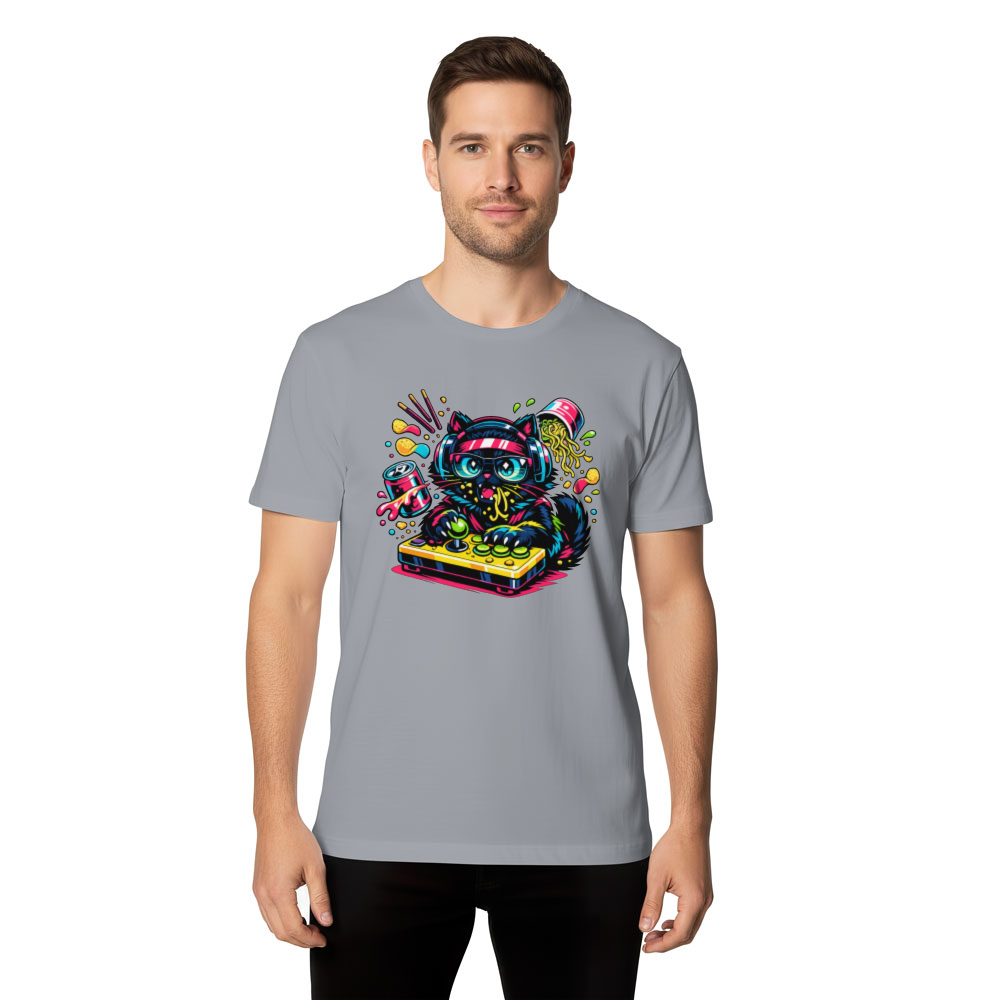 Neon Neko Anime Gamer Synthwave Tee Playful Gifts for Men Women Boy Kids T-Shirt