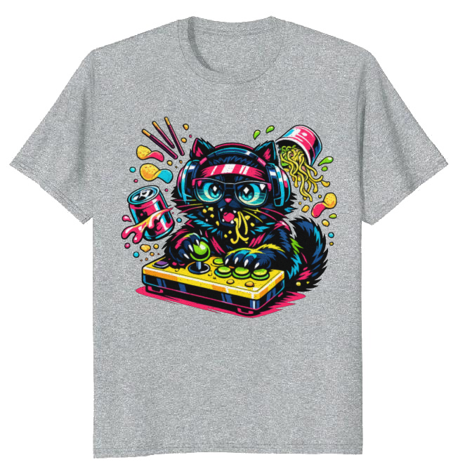 Neon Neko Anime Gamer Synthwave Tee Playful Gifts for Men Women Boy Kids T-Shirt