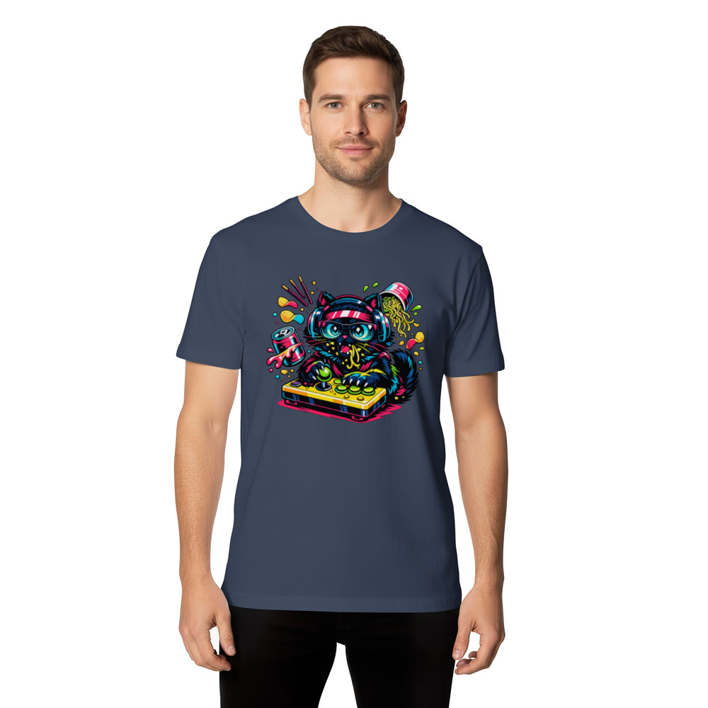 Neon Neko Anime Gamer Synthwave Tee Playful Gifts for Men Women Boy Kids T-Shirt