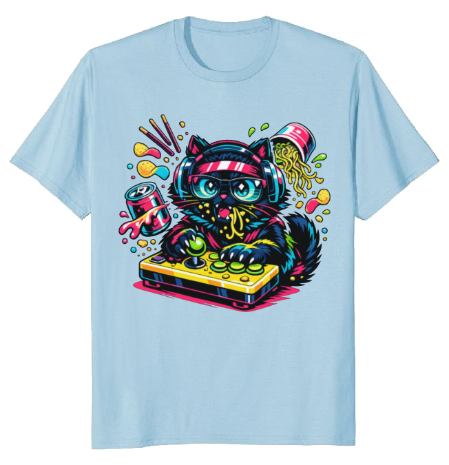 Neon Neko Anime Gamer Synthwave Tee Playful Gifts for Men Women Boy Kids T-Shirt