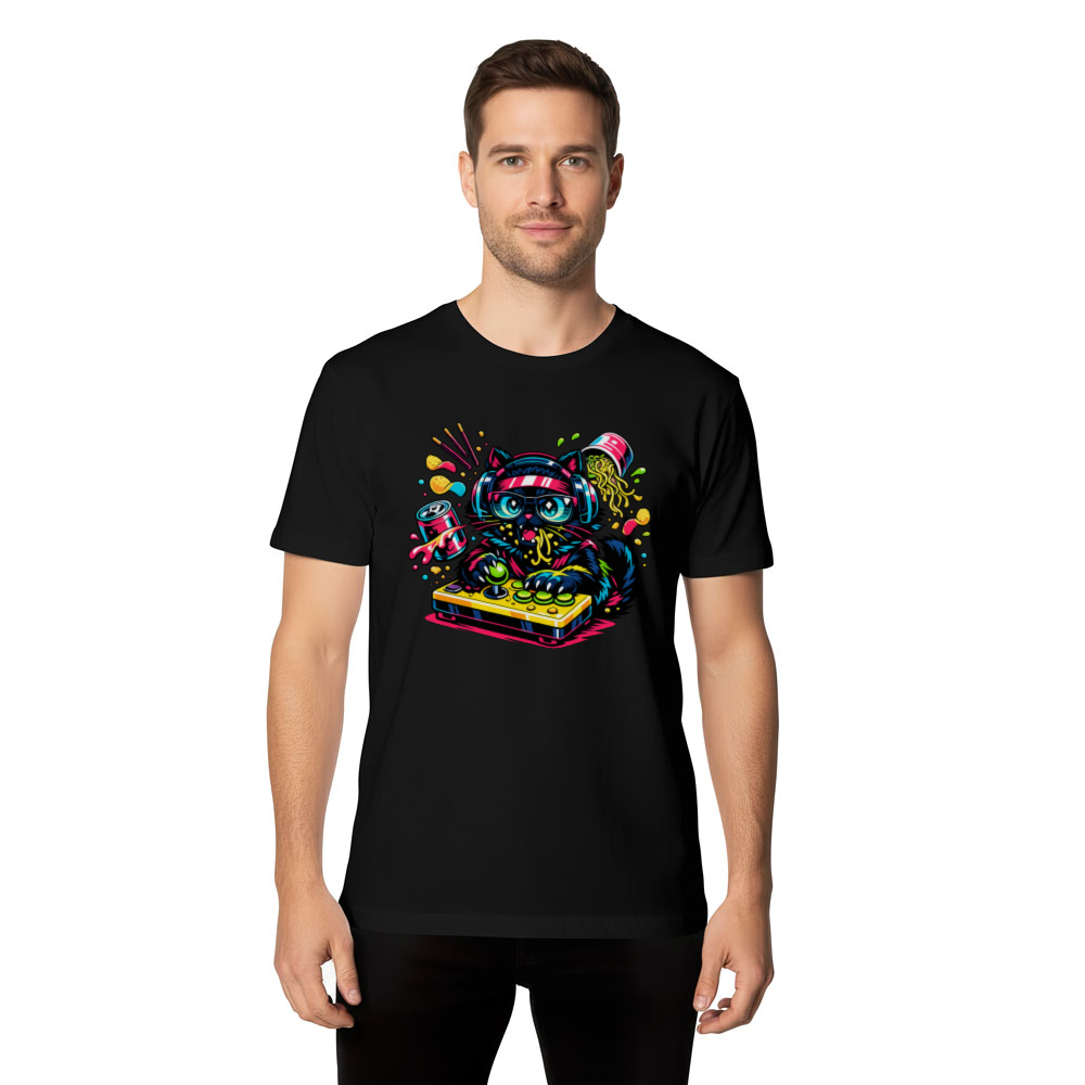 Neon Neko Anime Gamer Synthwave Tee Playful Gifts for Men Women Boy Kids T-Shirt