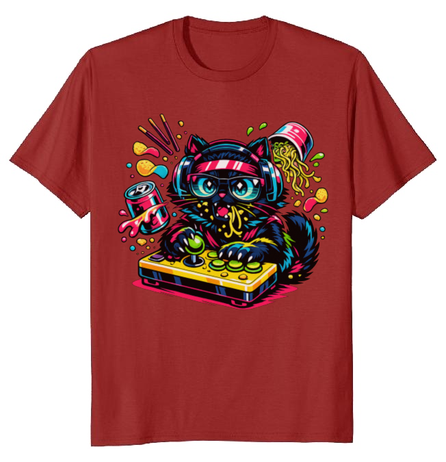 Neon Neko Anime Gamer Synthwave Tee Playful Gifts for Men Women Boy Kids T-Shirt