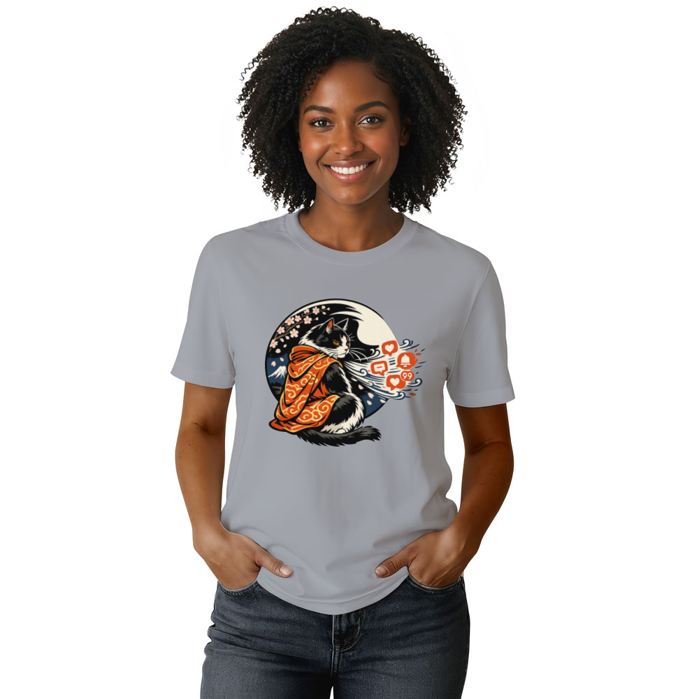 Modern Ukiyoe Wise Cat Hermit For Digital Detox Mindful Gifts for Men Women Boy Kids T-Shirt