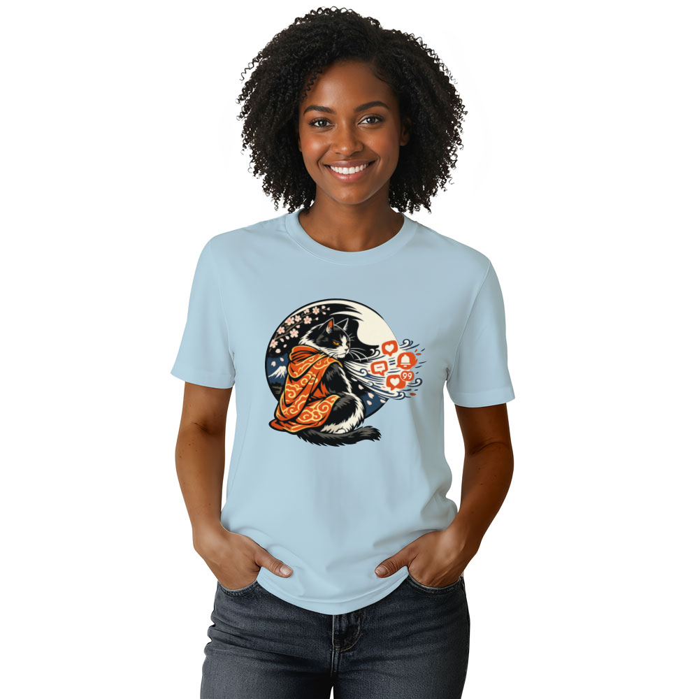 Modern Ukiyoe Wise Cat Hermit For Digital Detox Mindful Gifts for Men Women Boy Kids T-Shirt