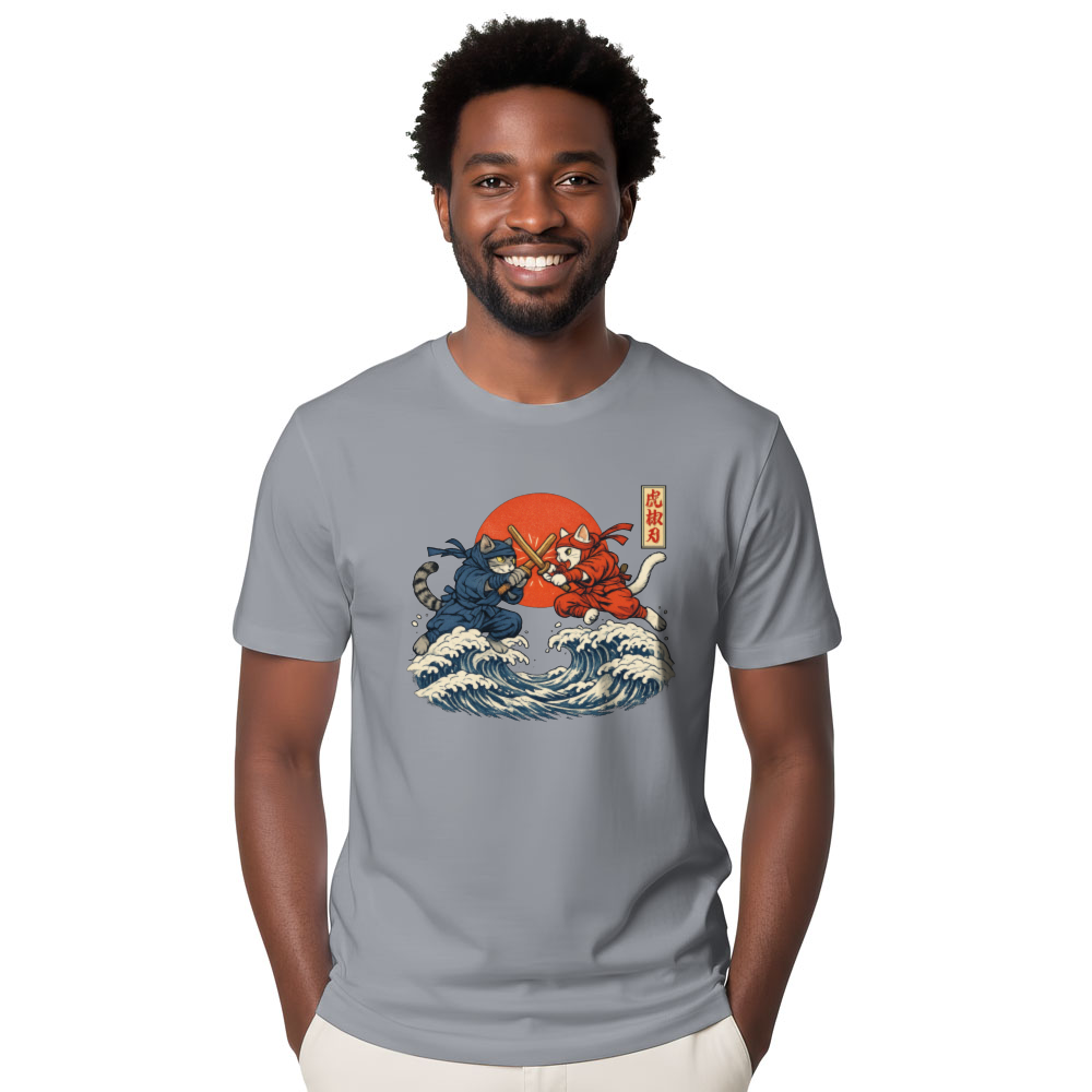 Ninja Cat Ukiyoe T-Shirt For Cat And Anime Fans Playful Gifts for Men Women Boy Kids T-Shirt