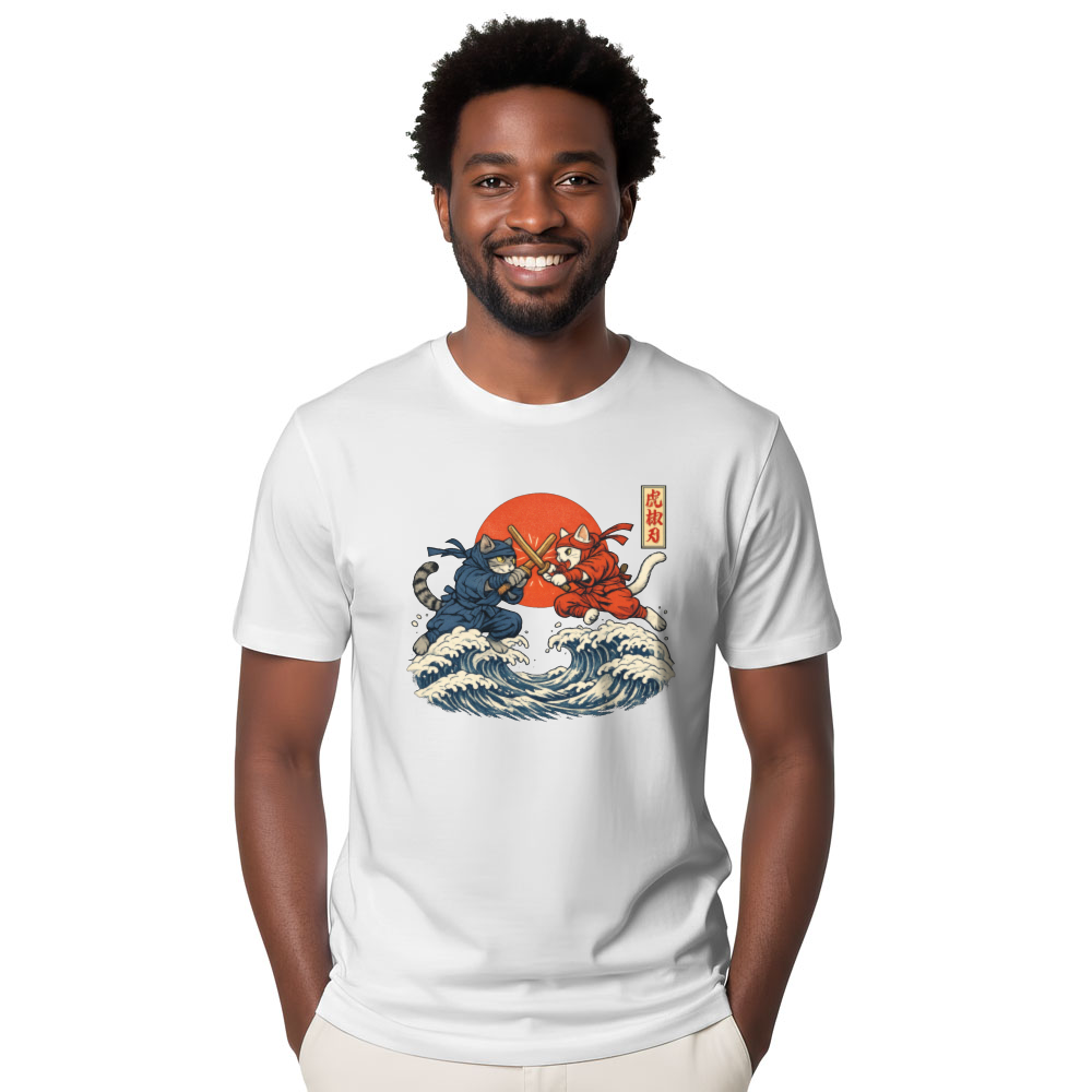 Ninja Cat Ukiyoe T-Shirt For Cat And Anime Fans Playful Gifts for Men Women Boy Kids T-Shirt