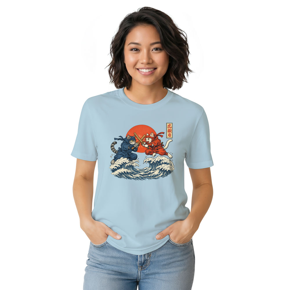 Ninja Cat Ukiyoe T-Shirt For Cat And Anime Fans Playful Gifts for Men Women Boy Kids T-Shirt