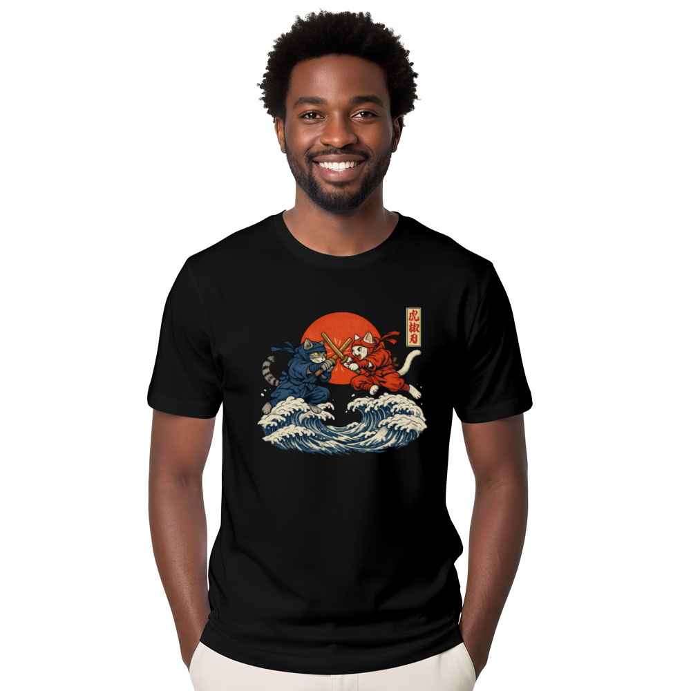 Ninja Cat Ukiyoe T-Shirt For Cat And Anime Fans Playful Gifts for Men Women Boy Kids T-Shirt