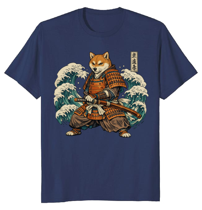 Shiba Samurai Ukiyoe Art Tee Vintage Gifts for Men Women Boy Kids T-Shirt