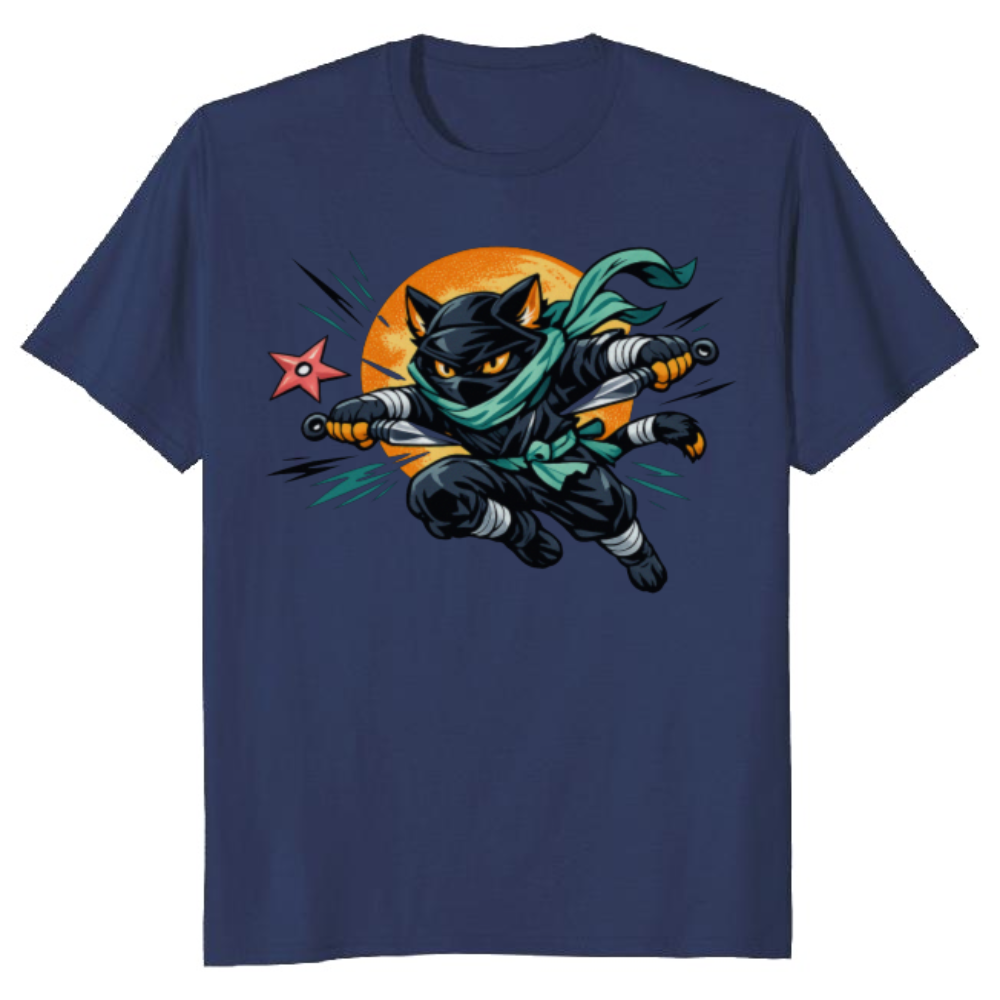Ninja Cat T-Shirt Retro Anime Streetwear Epic Gifts for Men Women Boy Kids T-Shirt