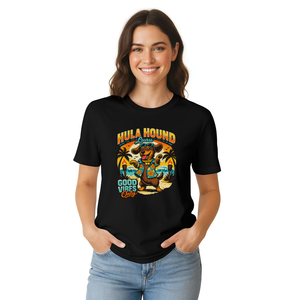 Hula Hound Retro Hawaiian Dachshund Graphic Cute Gifts for Men Women Boy Kids T-Shirt