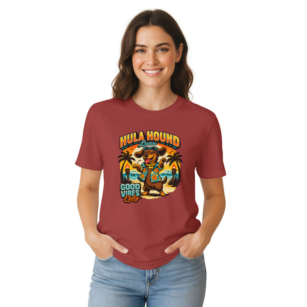 Hula Hound Retro Hawaiian Dachshund Graphic Cute Gifts for Men Women Boy Kids T-Shirt